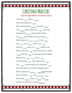 Night Before Christmas Mad Libs Printable Christmas Mad Libs