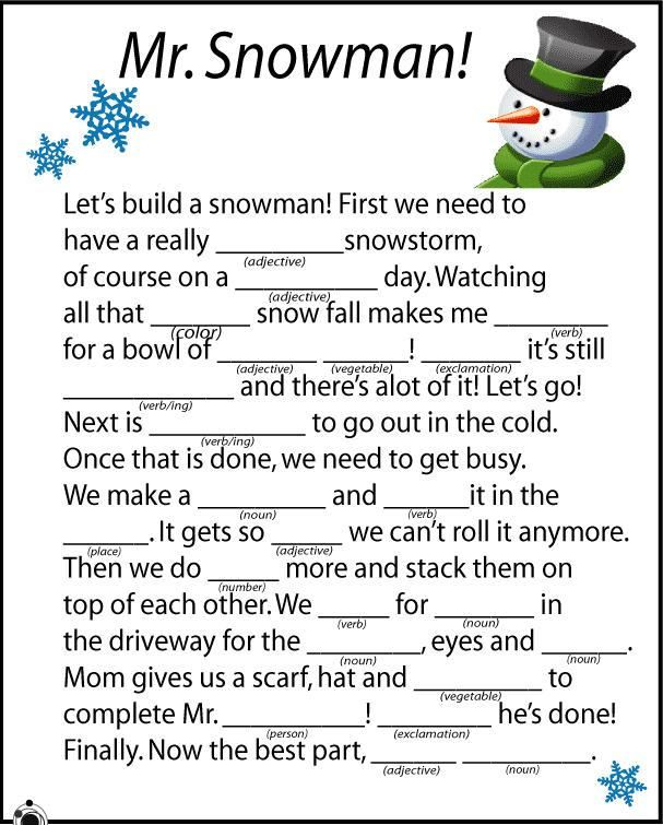 On The Sixth Day Of Christmas My True Love Gave To Me Winter Mad Libs