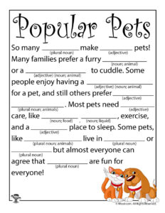 Popular Pets Mad Libs For Kids Woo Jr Kids Activities