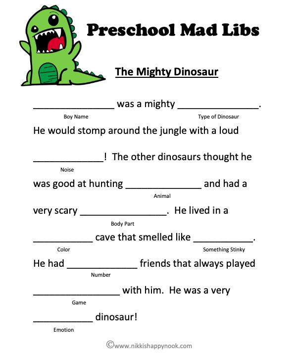 Preschool Mad Libs FREE Printable nikkishappynook Kids Mad Libs 