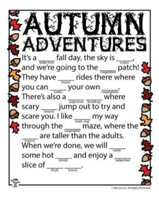 Printable Autumn Adventures Mad Libs Autumn Activities For Kids