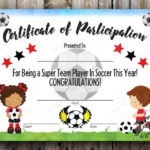 Printable Soccer Participation Certificate Sports Award Etsy Candy