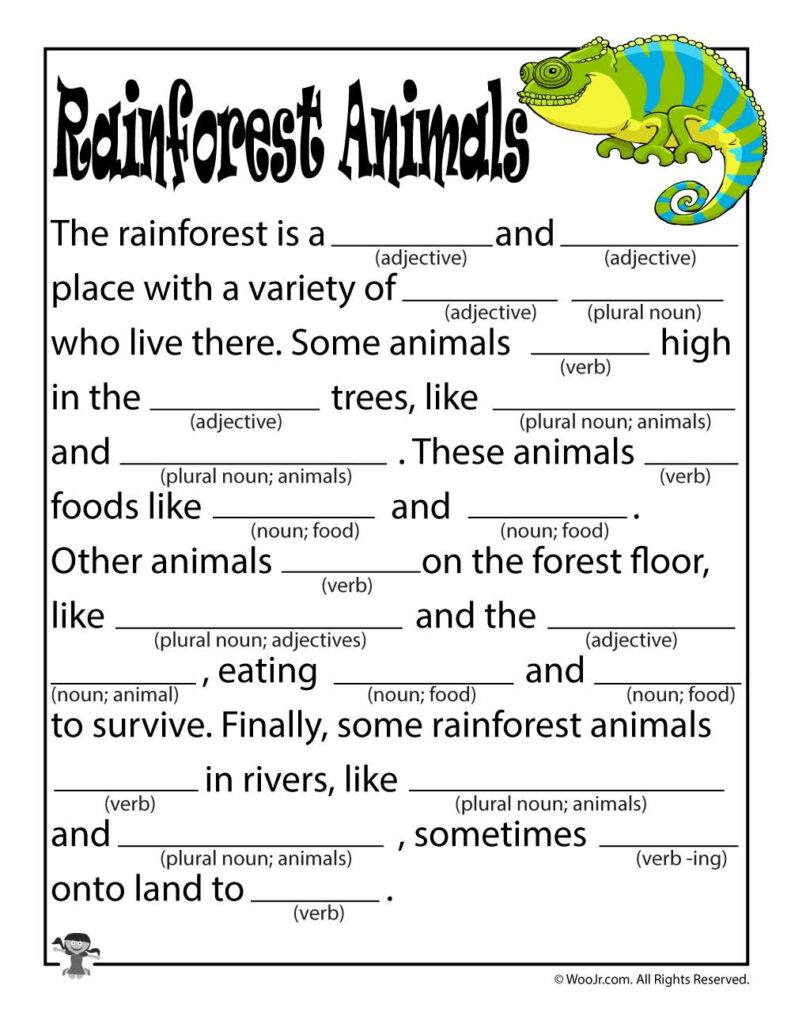 Rainforest Animals Madlibs Woo Jr Kids Activities