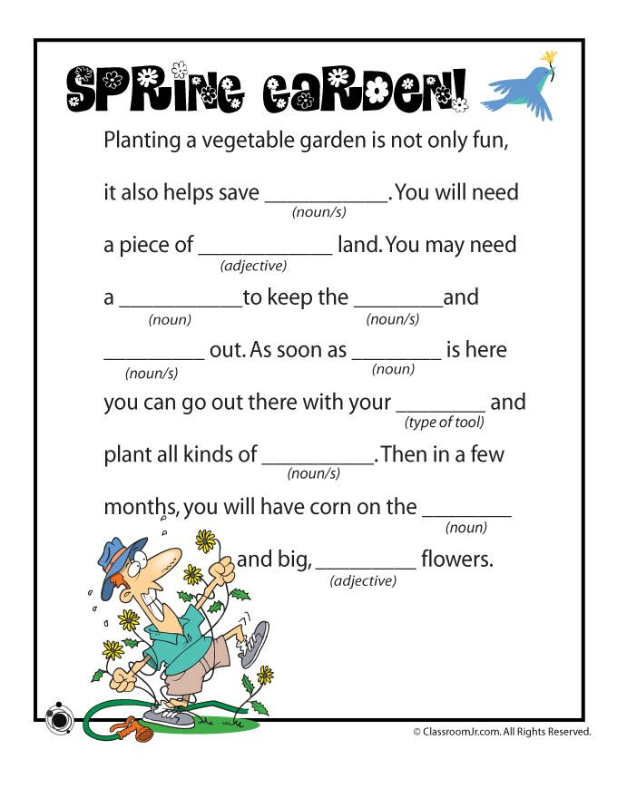 Spring Garden Madlib Spring Worksheet Printable Mad Libs Kids Mad Libs