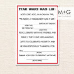 Star Wars Birthday Party Mad Libs Thank You Note Card Digital