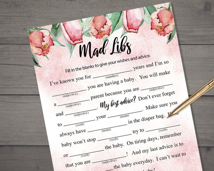 Tea Party Baby Shower Madlibs Game INSTANT DOWNLOAD Party Printable