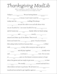 Thanksgiving Mad Libs Printable 17 Best Images About Mad Libs On