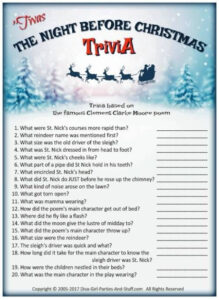 The Night Before Christmas Trivia Game Christmas Trivia Christmas