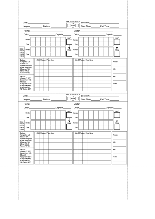 Top Soccer Score Sheets Free To Download In PDF Format