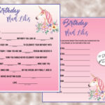 Unicorn Party Girls Birthday Party Mad Libs Birthday Mad Etsy In 2021