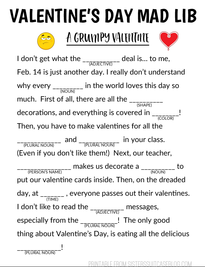 Valentine s Day Mad Libs For Kids