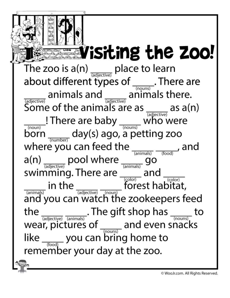 Visiting The Zoo Printable Mad Lib Woo Jr Kids Activities 