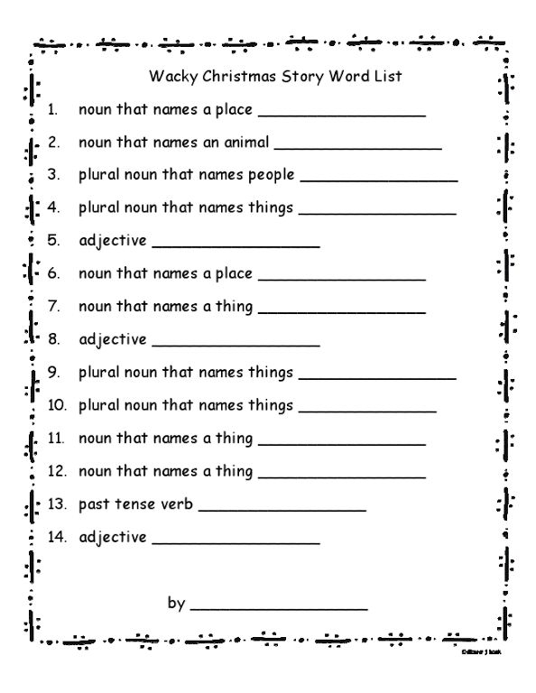 Wacky Christmas Story Word List pdf A Christmas Story Christmas Mad 