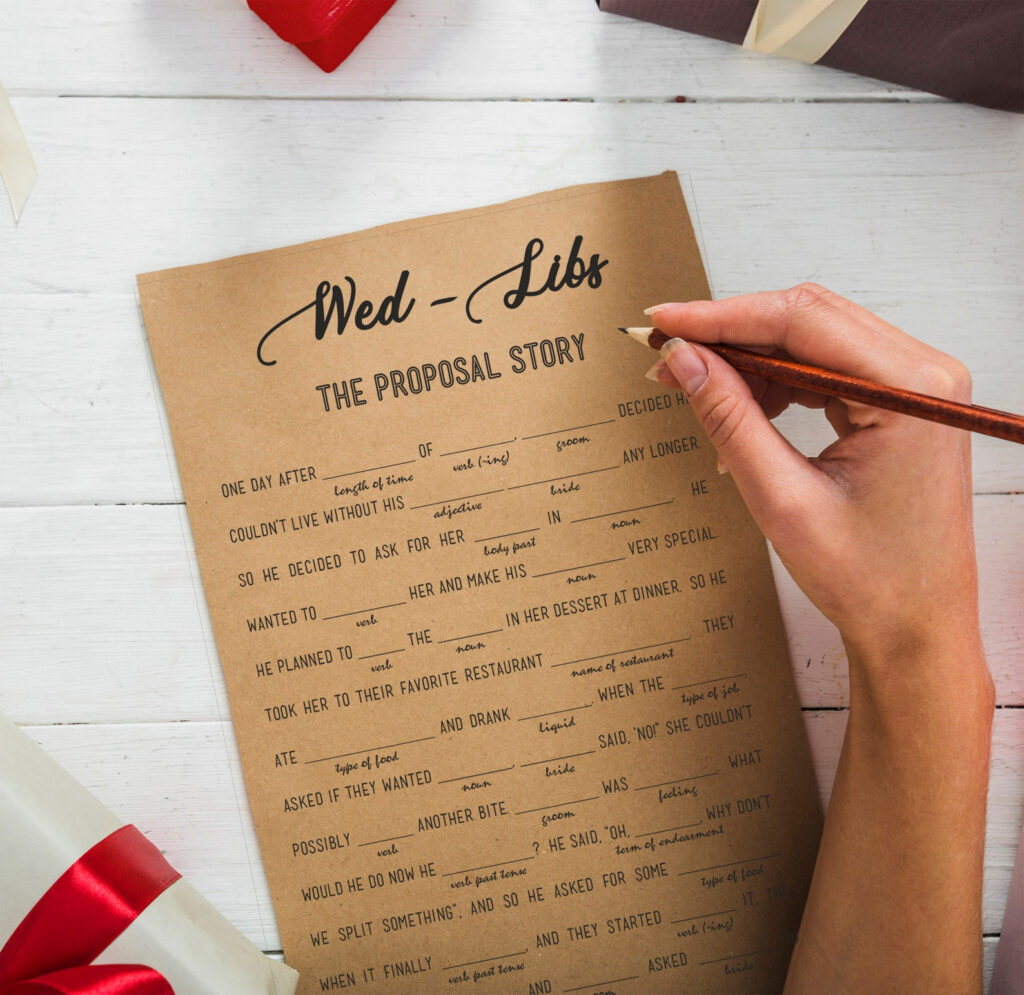 Wed Libs The Proposal Story Wedding Mad Libs Game Printable Etsy