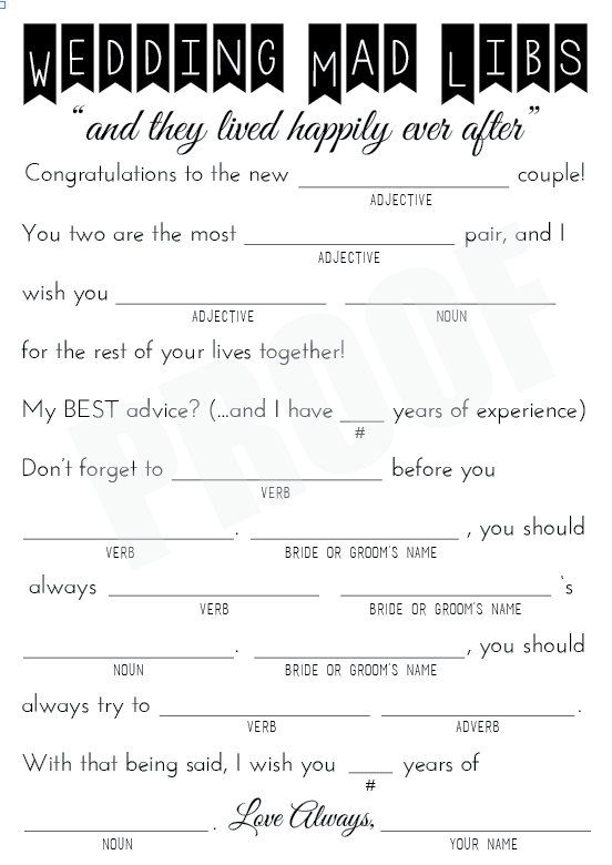 Wedding Mad Libs By CraftsByAmyLou On Etsy Wedding Mad Libs Mad Libs 