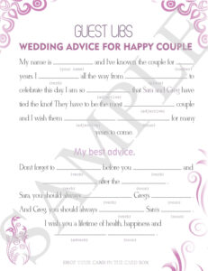 Wedding Mad Libs Wedding Activity For Guests Wedding Reception Games