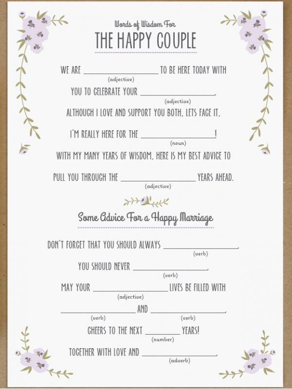 Wedding Mad Libs Wedding Mad Libs Creative Wedding Guest Books 