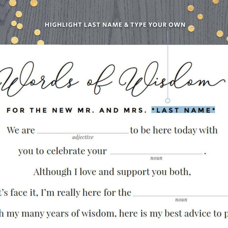 Wedding Reception Mad Libs Response Reply Cards Printable Etsy