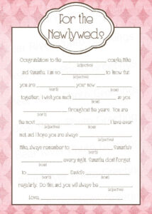 Weddinglibs Wedding Mad Libs Engagement Party Games Printable Mad Libs