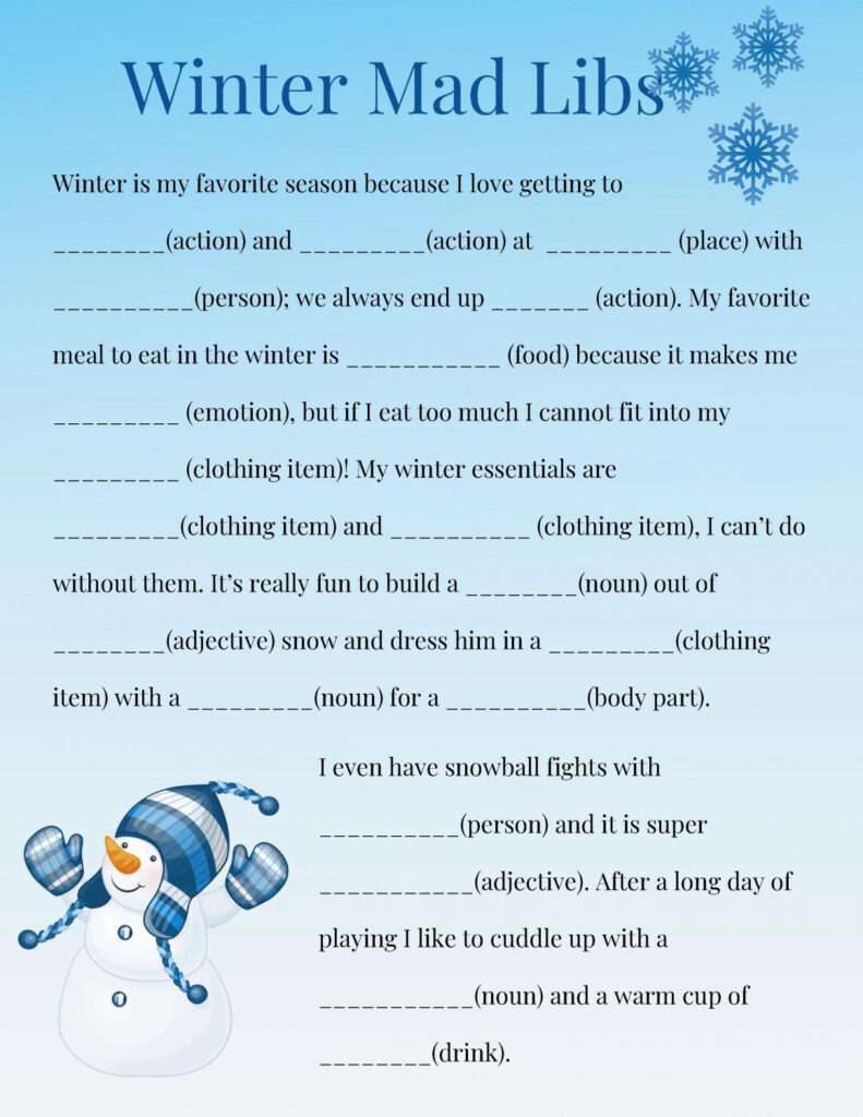 Winter Mad Lib