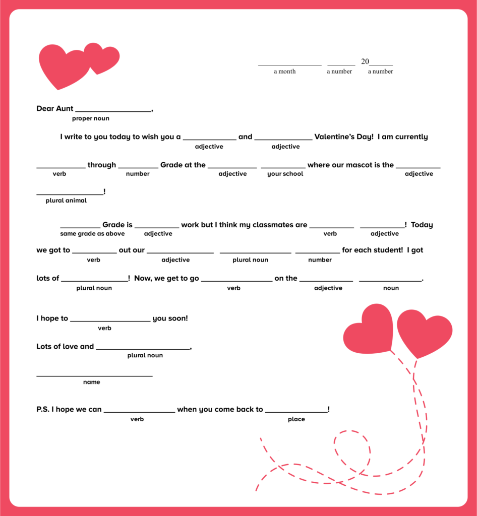 10 Best Love Letter Mad Libs Printable Printablee