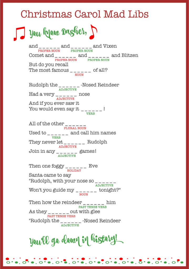 12 Best Printable Christmas Carol Mad Libs Printablee