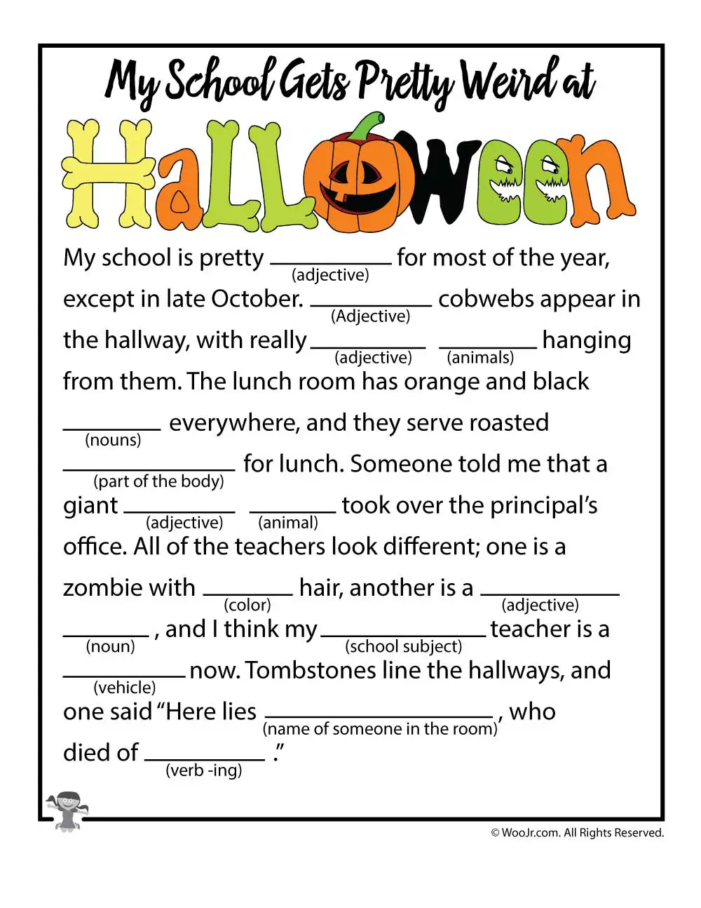 13 Spooky Halloween Mad Libs Kitty Baby Love