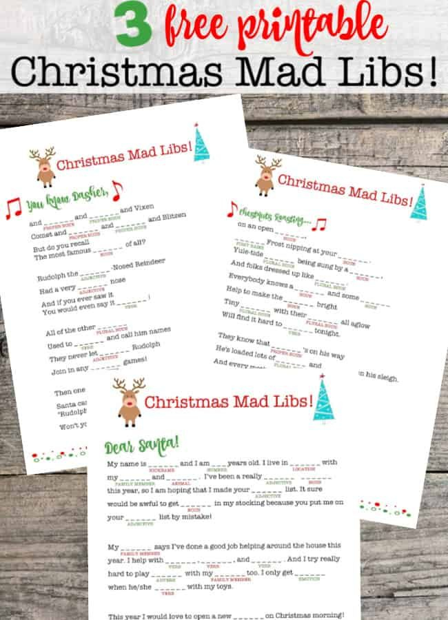 3 Free Printable Christmas Mad Libs Fun Family Christmas Games 