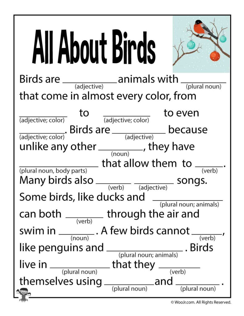 All About Birds Mad Libs Primary Science Science For Kids Vocabulary 