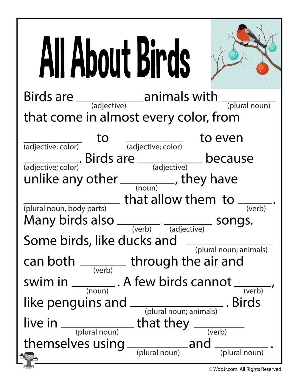 All About Birds Mad Libs Primary Science Science For Kids Vocabulary