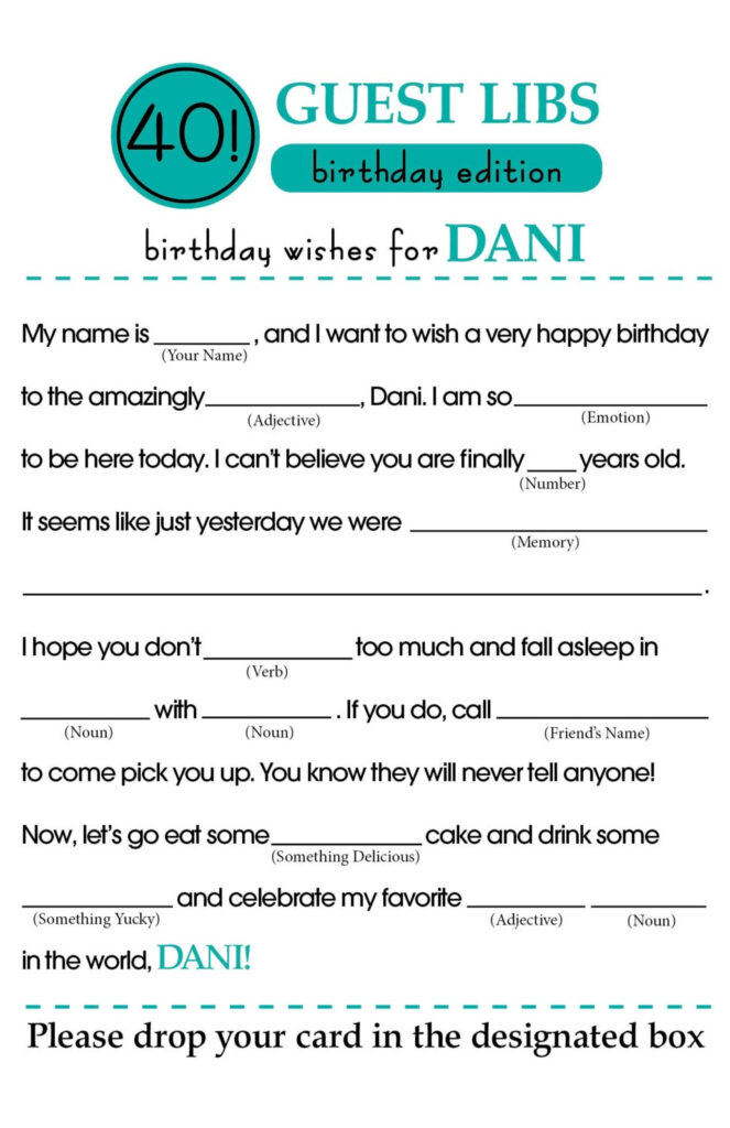 BIRTHDAY MAD LIBS