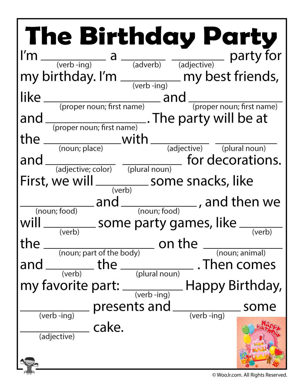 Birthday Party Mad Libs Woo Jr Kids Activities Mad Lib For Kids