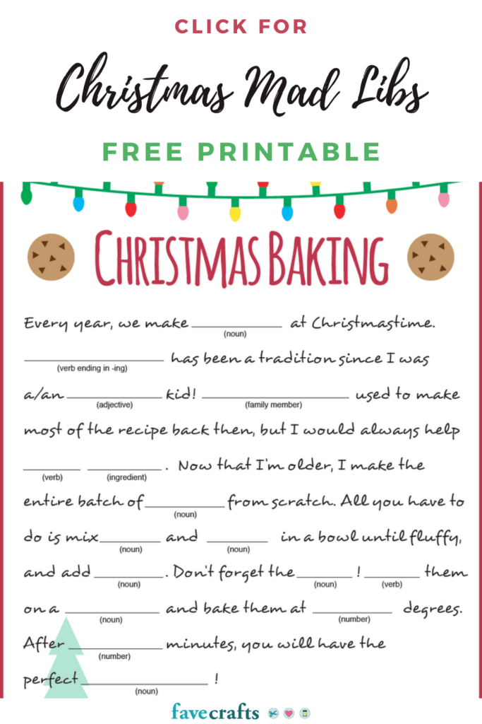 Christmas Mad Libs For Kids Free Christmas Games Holiday Baking 