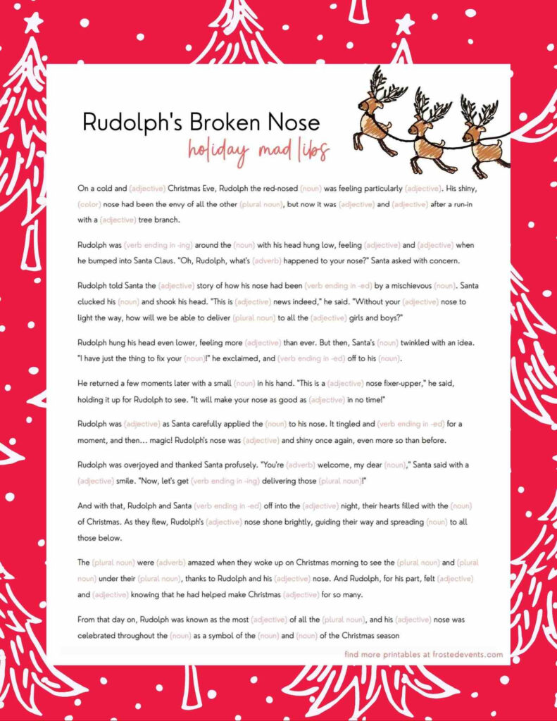 Christmas Mad Libs For Kids Rudolph Edition Frosted Blog