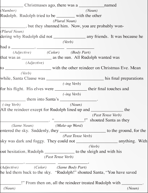 Christmas Mad Libs Rudolph Christmas Mad Libs