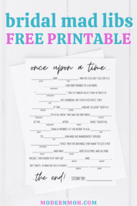 FREE Bridal Shower Mad Libs Printable Game Card Including Detailed