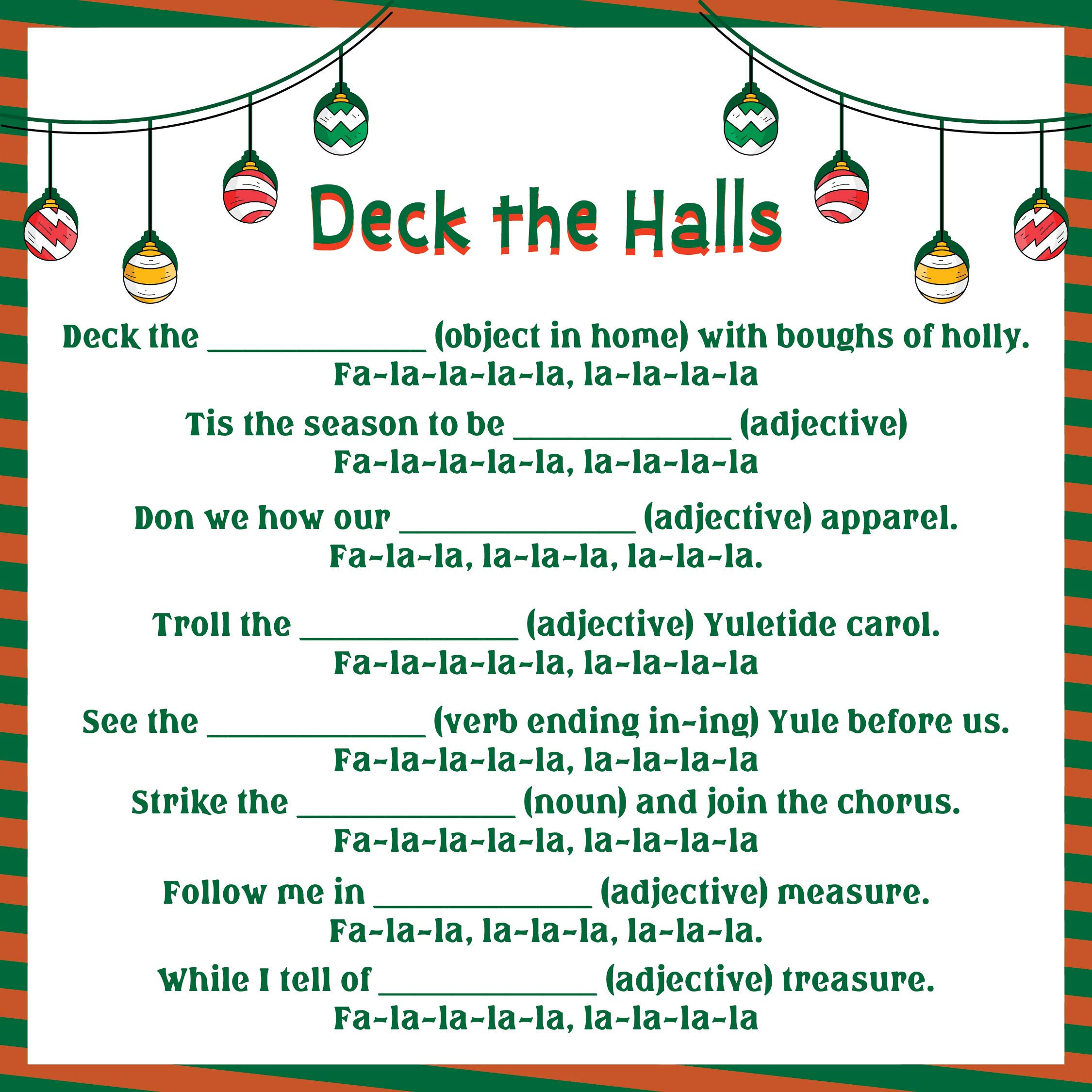 Free Christmas Mad Libs Printable Printable World Holiday