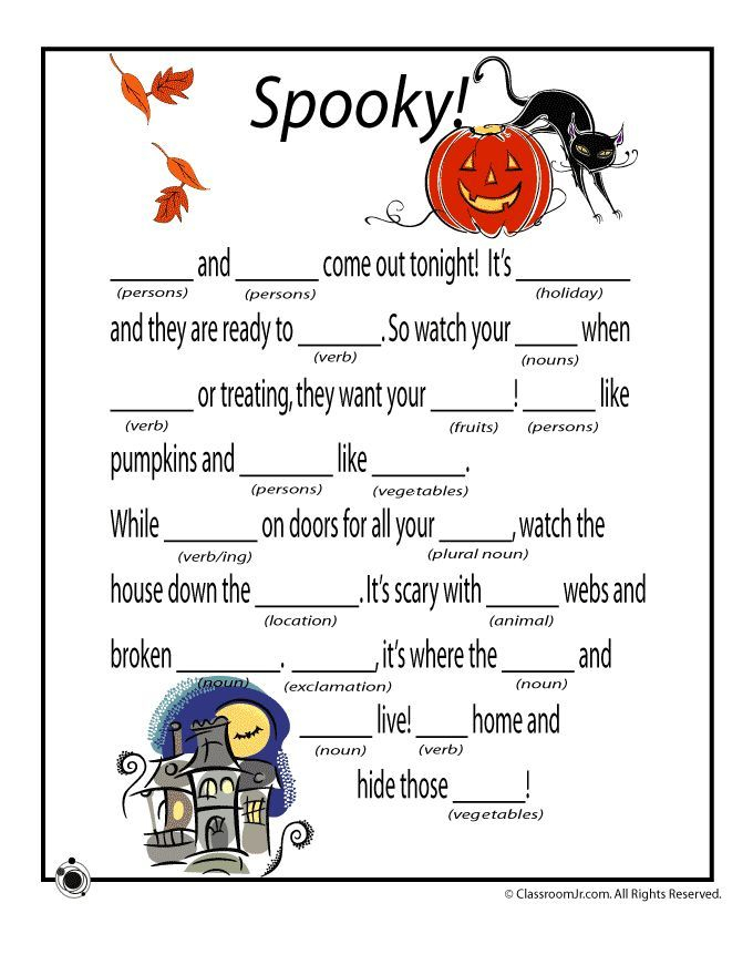 Free Halloween Mad Libs To Print Great For Classroom Halloween
