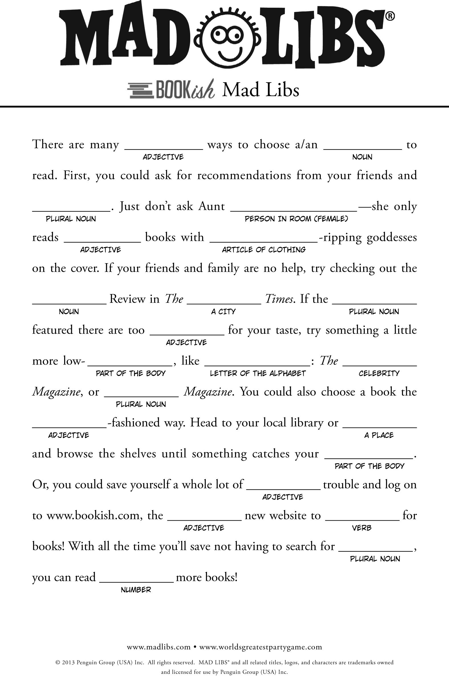 Free Mad Libs For Kids Free Mad Libs Mad Libs Mad Libs For Adults