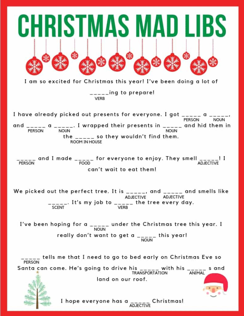 Free Printable Mad Libs Christmas Printable Word Searches