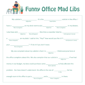 Free Printable Office Mad Libs 2022 Printablemadlibs