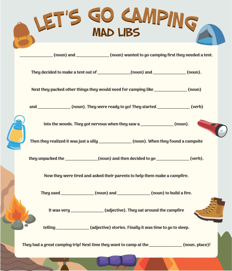 Free Printable Summer Camp Mad Libs Printable Form Templates And Letter