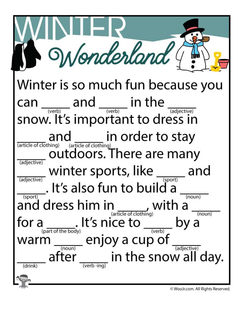 Free Printable Winter Mad Libs Printable Templates