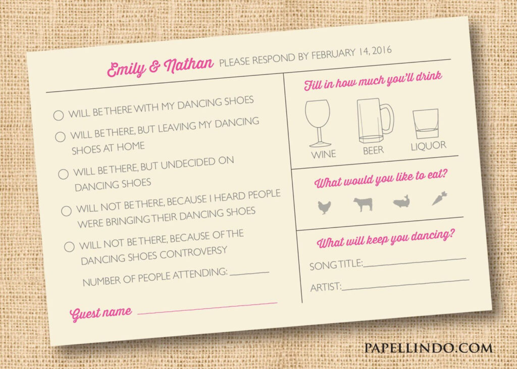 Funny Wedding Mad Libs Reply RSVP Card Digital File DIY By PapelLindo 