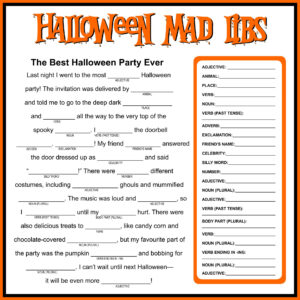 Halloween Printable Mad Libs Printable Blank World