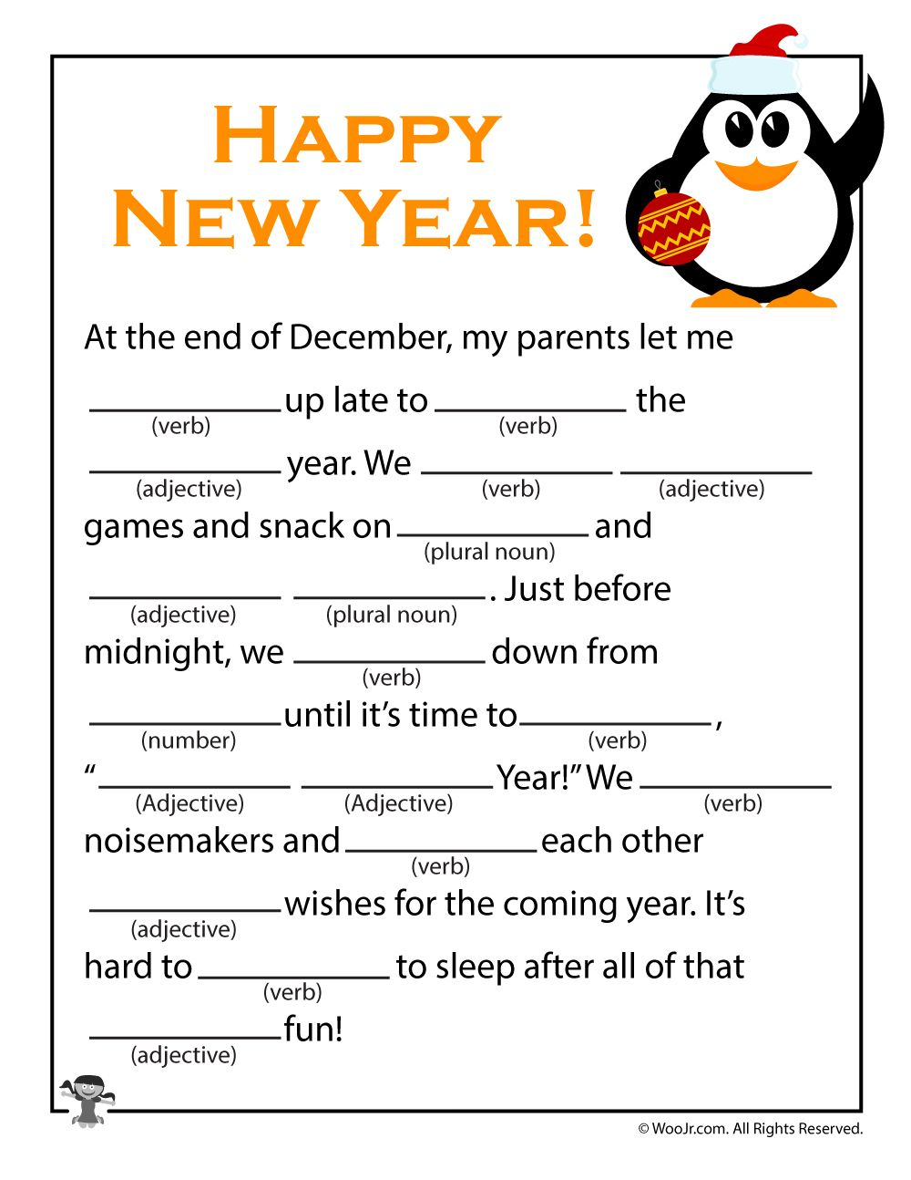 Happy New Year Mad Libs For Kids Kids Mad Libs Printable Mad Libs