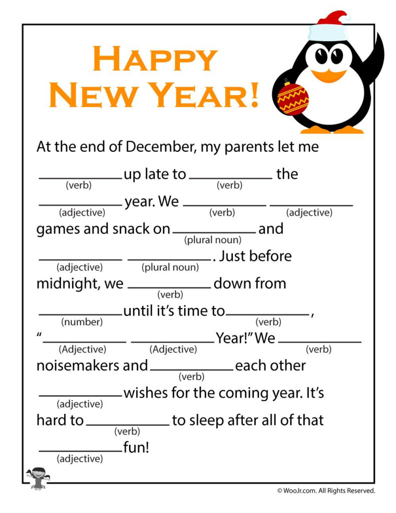 Happy New Year Mad Libs For Kids Kids Mad Libs Printable Mad Libs 