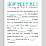 How They Met Wedding Mad Lib Click On The Picture To See All