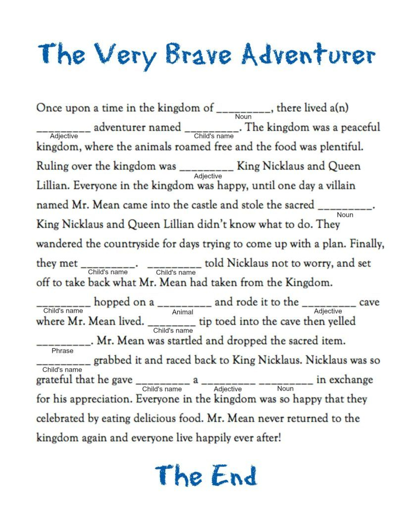 Mad Lib For Kids Create Your Own Fairy Tale FabKids Blog Mom s BFF 