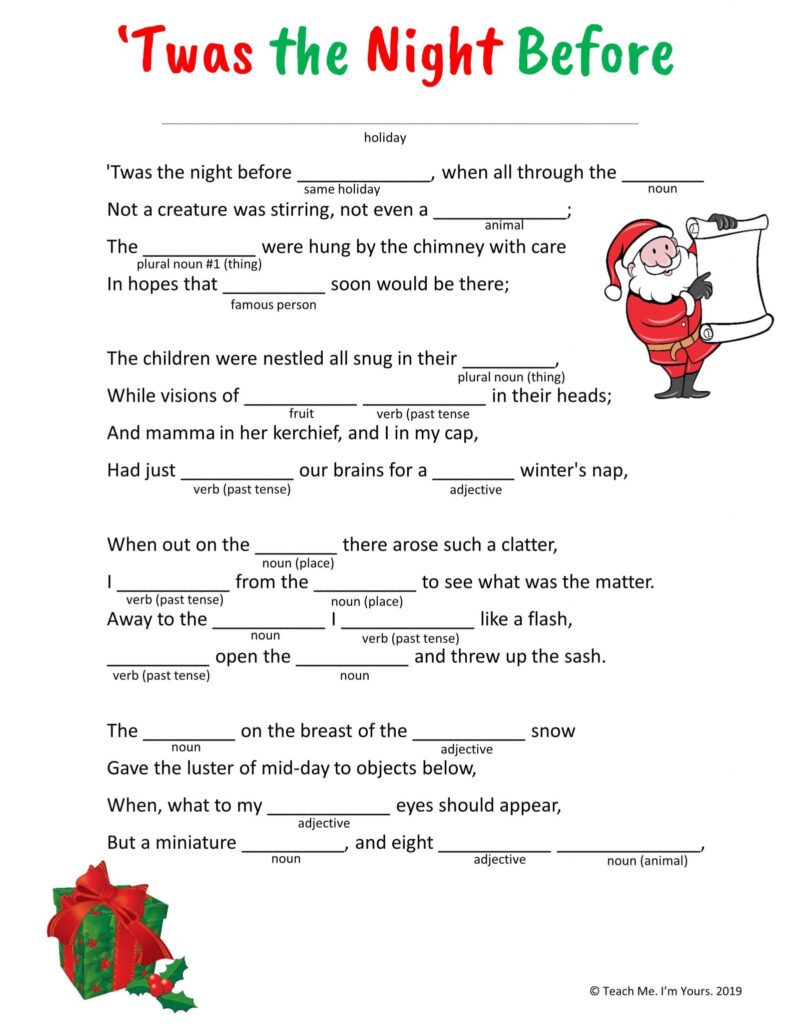 Mad Libs Christmas Printable Printable World Holiday